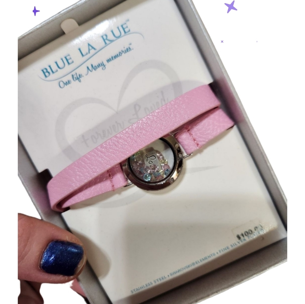 New Blue LA Rue wrap bracelet with Swarovski pastel crystals "Love"